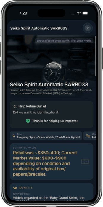 Watch Identifier App Interface